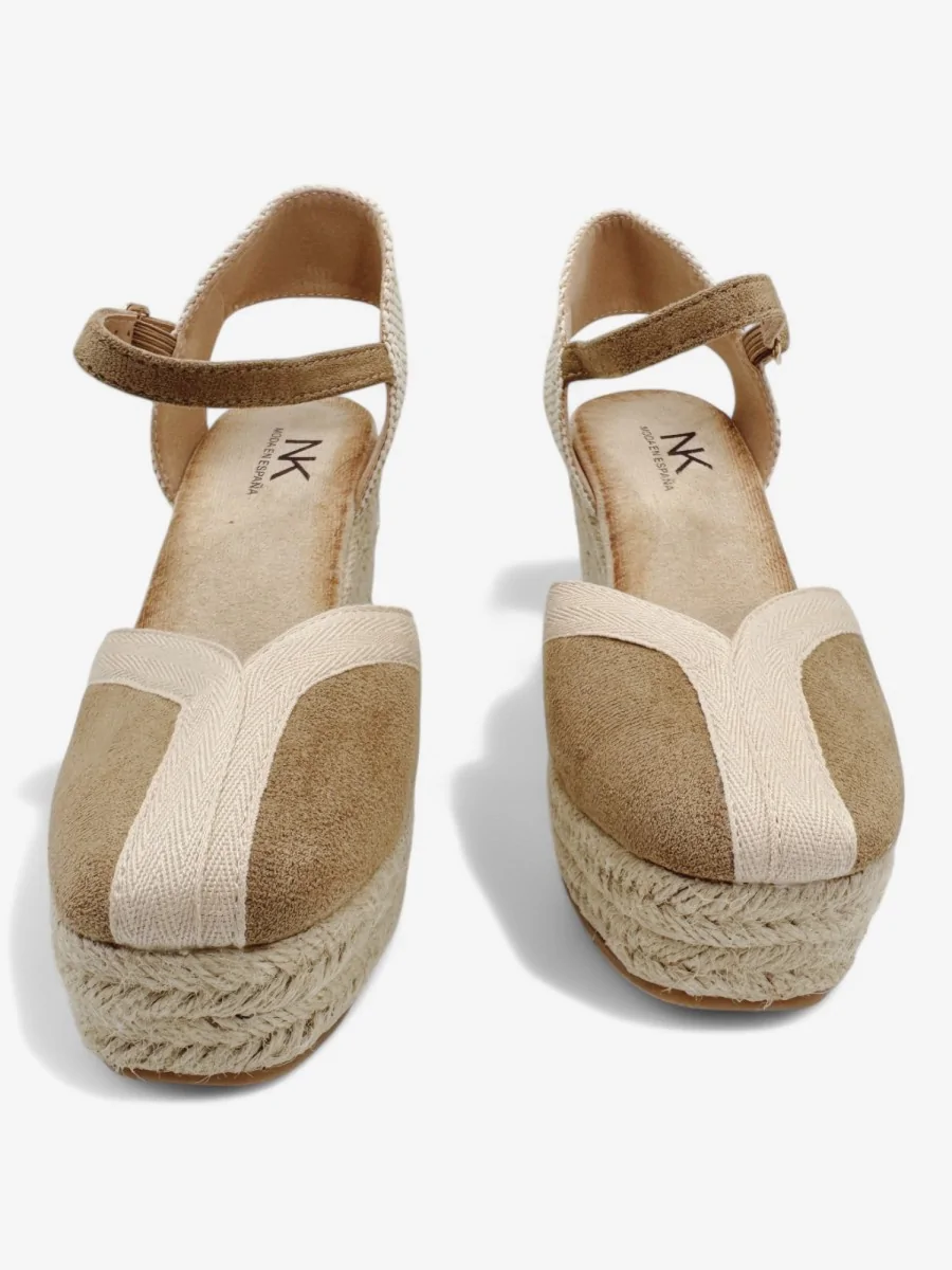 Sandalias con Cuñas de Esparto Leini Khaki