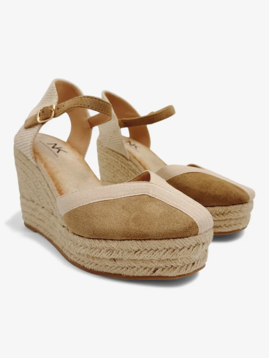 Sandalias con Cuñas de Esparto Leini Khaki