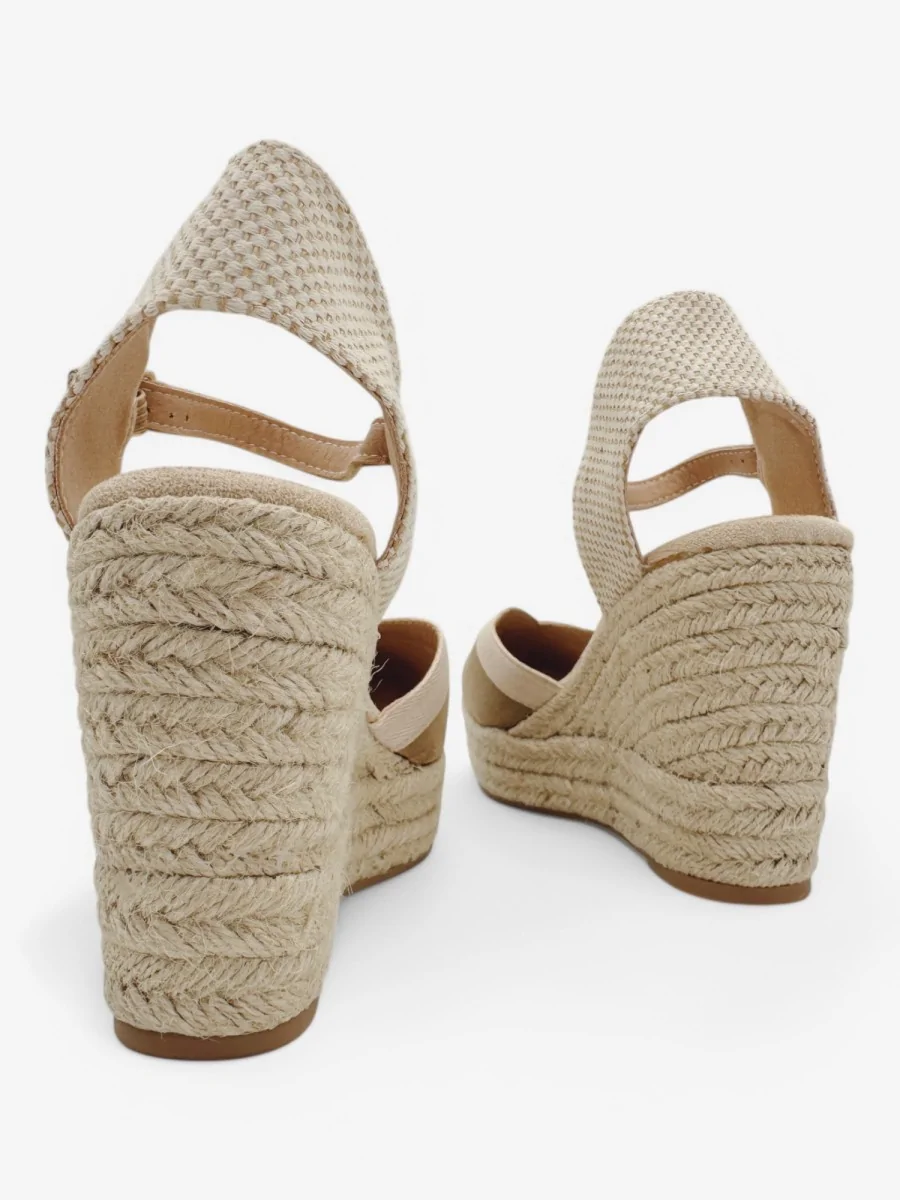 Sandalias con Cuñas de Esparto Leini Khaki
