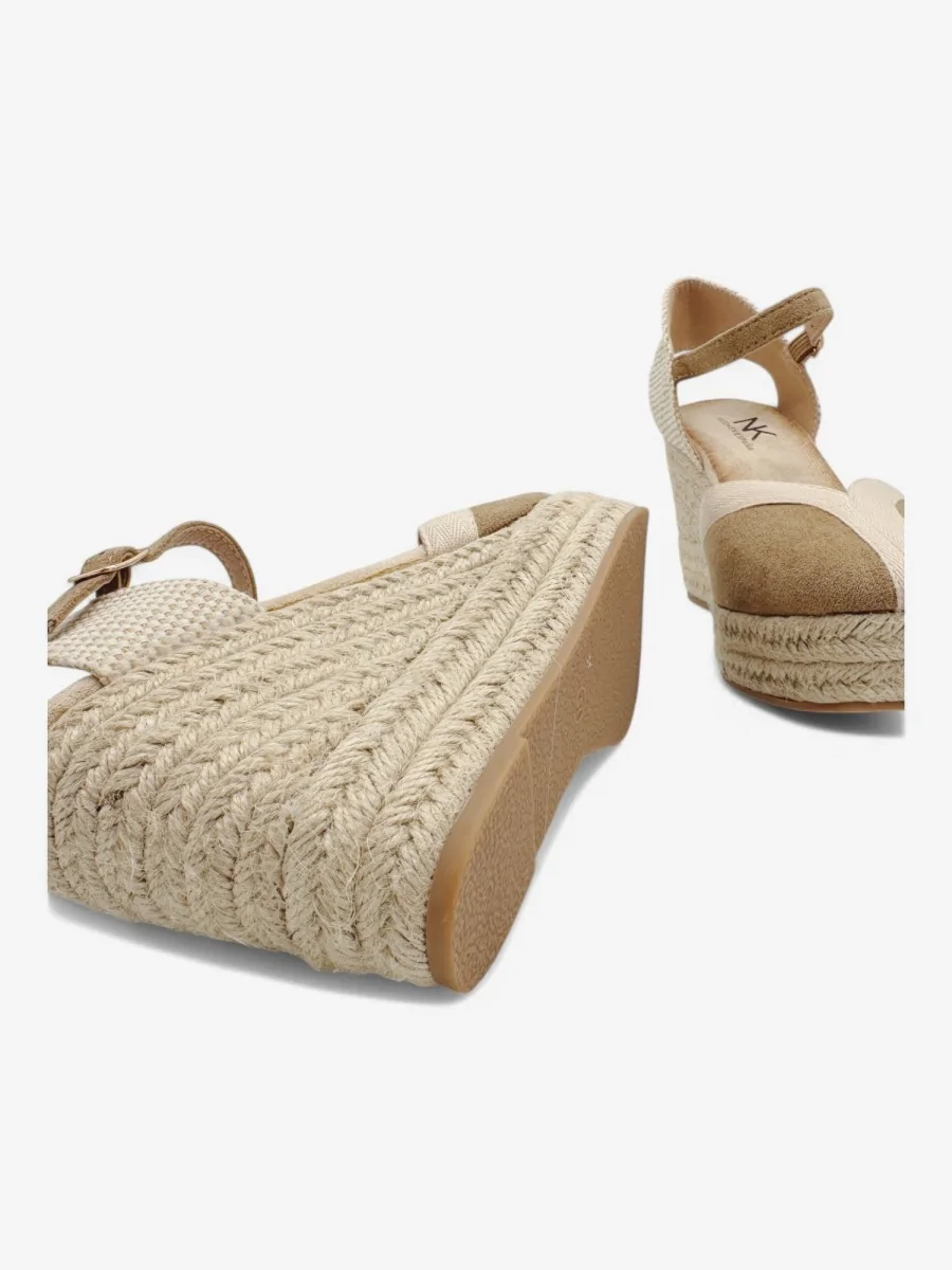 Sandalias con Cuñas de Esparto Leini Khaki