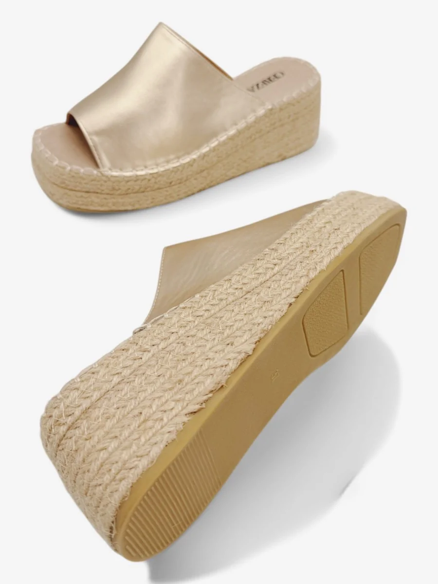 Sandalias con Plataforma y Esparto Calci Gold