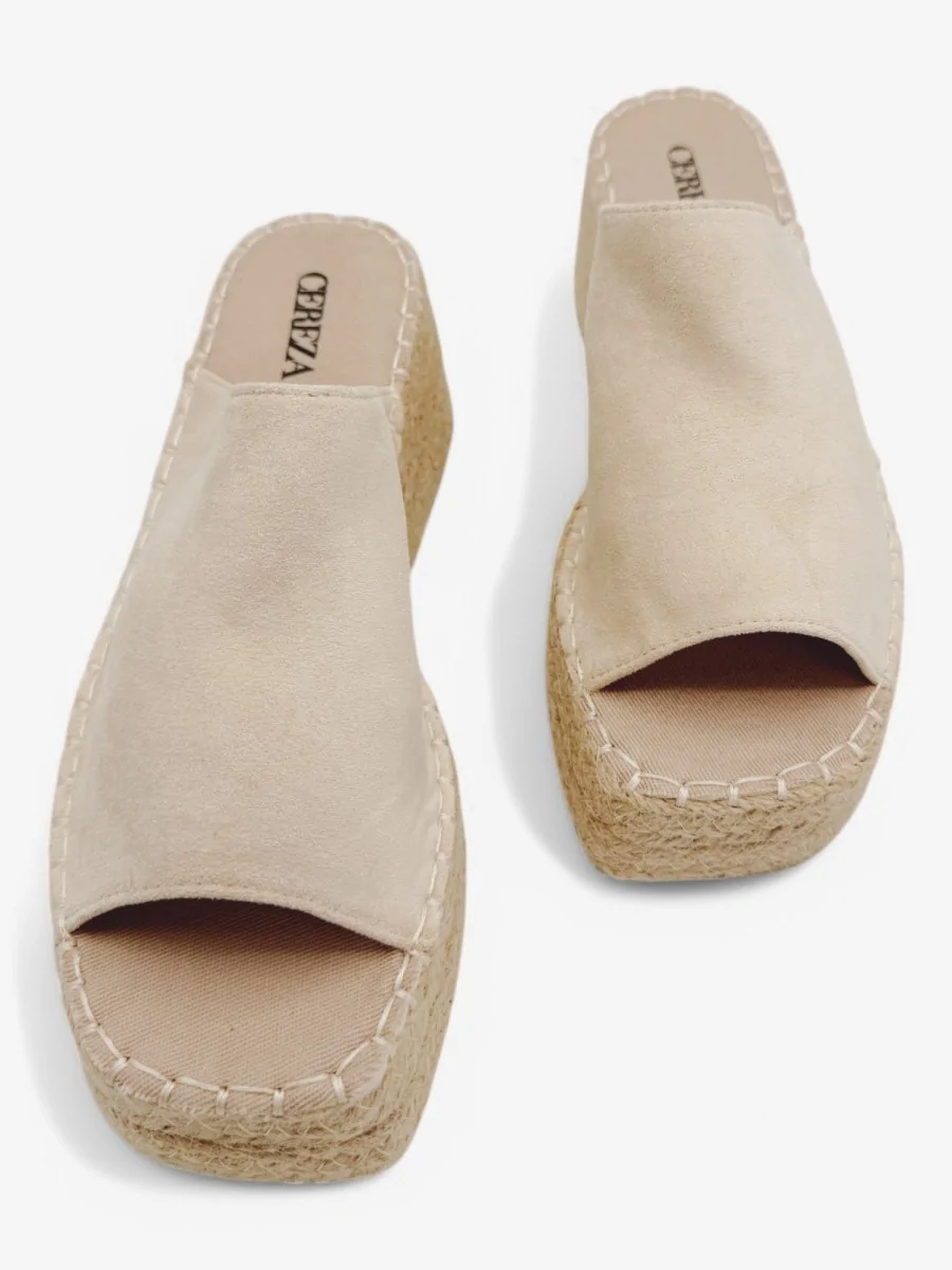 Sandalias con Plataforma y Esparto Calci Beige