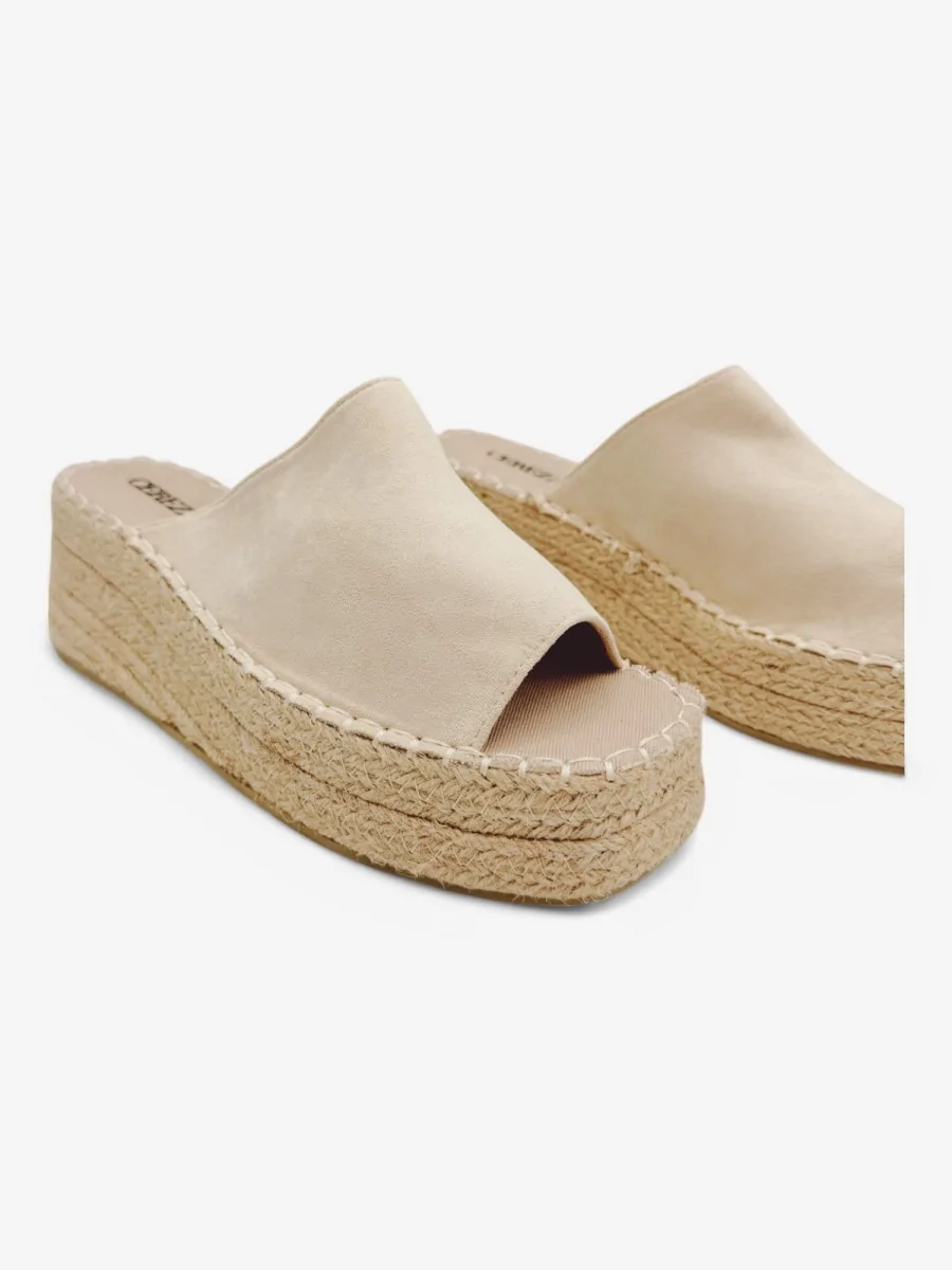 Sandalias con Plataforma y Esparto Calci Beige