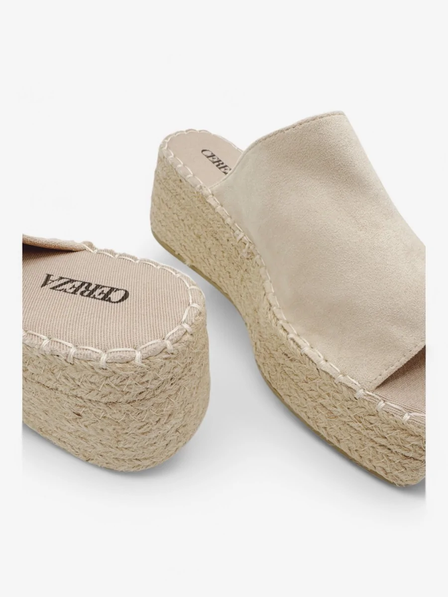 Sandalias con Plataforma y Esparto Calci Beige