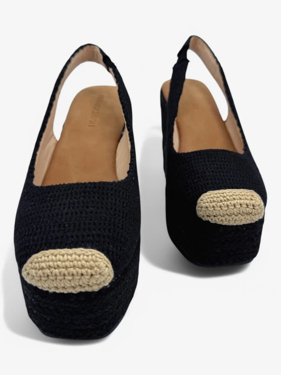 Sandalias de Cuña con Esparto Alassio Noir