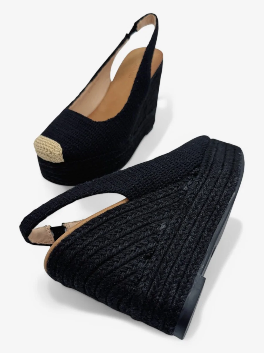 Sandalias de Cuña con Esparto Alassio Noir