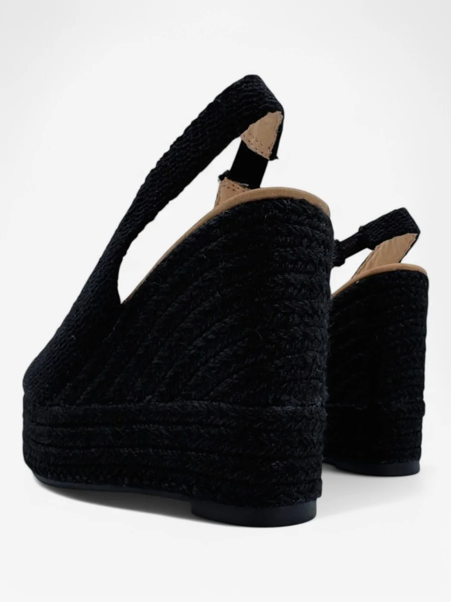 Sandalias de Cuña con Esparto Alassio Noir