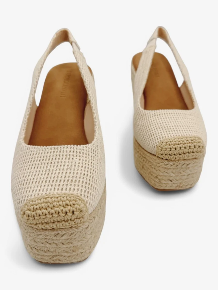 Sandalias de Cuña con Esparto Alassio Beige