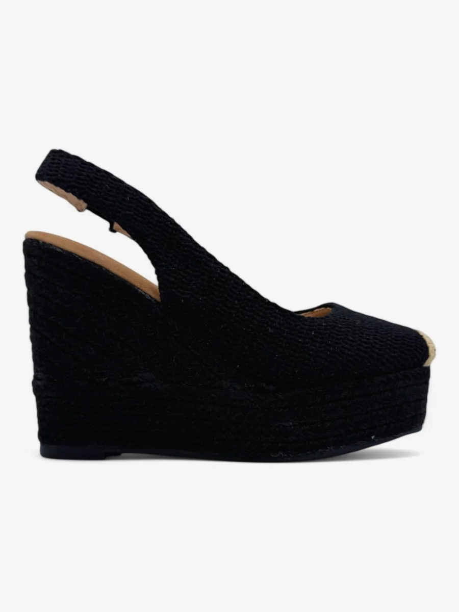 Sandalias de Cuña con Esparto Alassio Noir