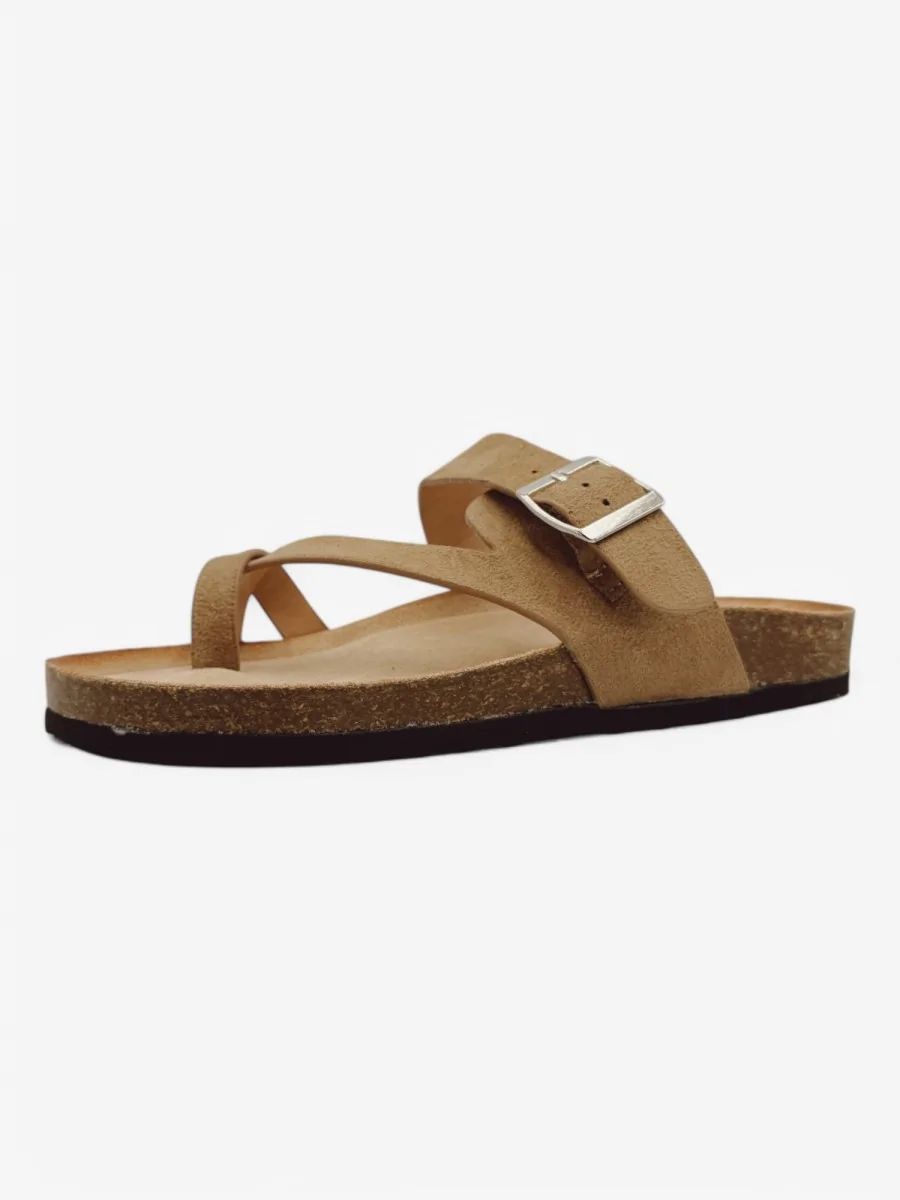 Sandalias Cruzadas con Hebilla Tarsia Khaki