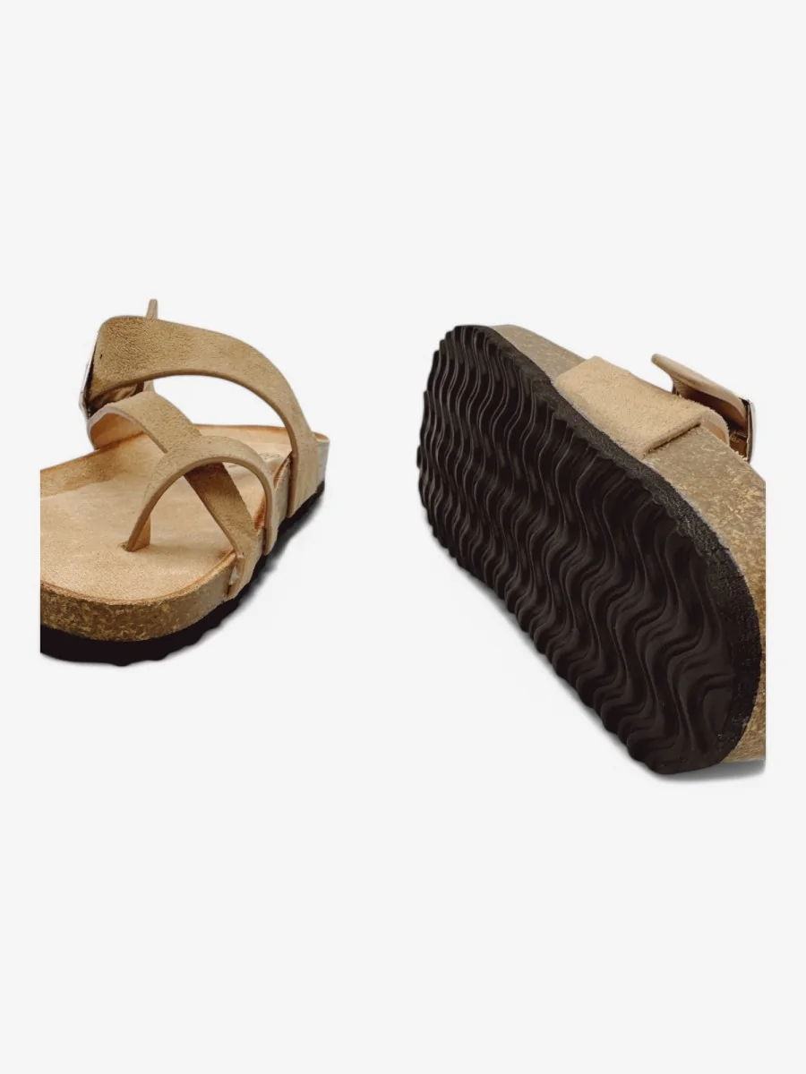 Sandalias Cruzadas con Hebilla Tarsia Khaki