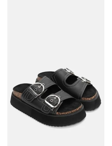 Sandalias con Detalle de Hebillas Russi Noir