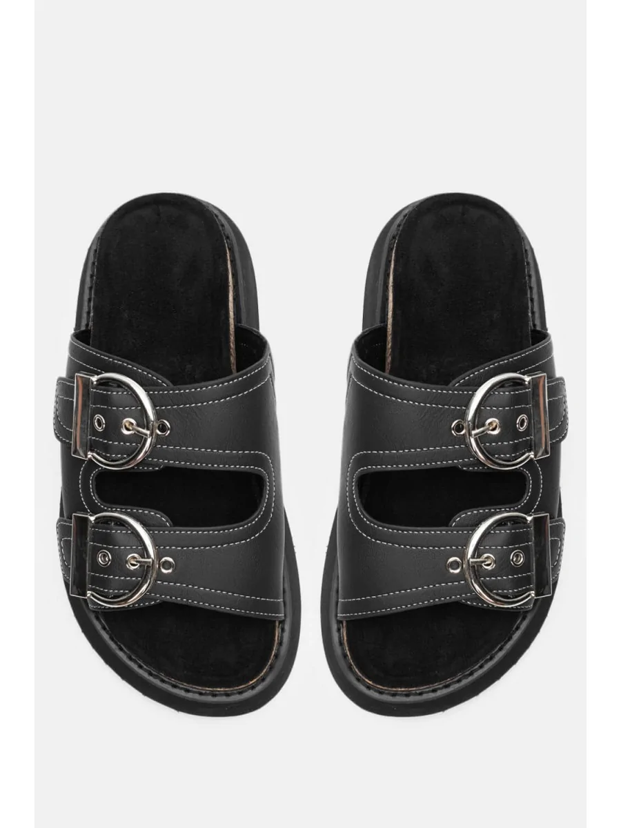 Sandalias con Detalle de Hebillas Russi Noir