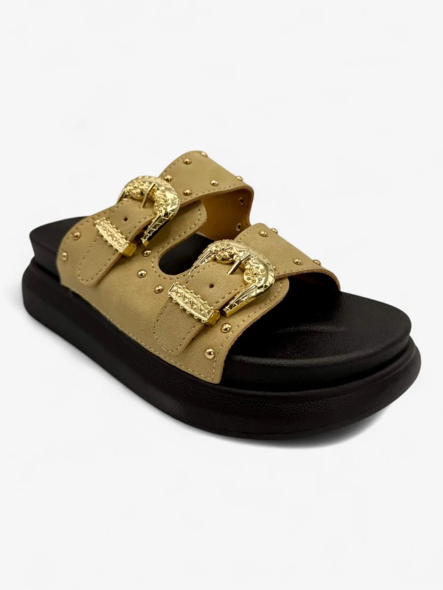 Sandalias con Plataforma y Detalle de Hebilla dorada Tirli Khaki
