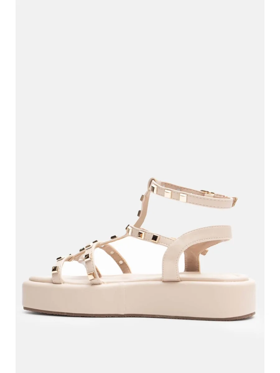 Sandalias con Plataforma y Tiras Cenaia Beige