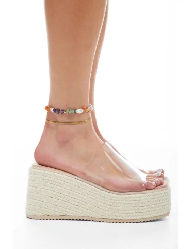 Sandalias de Esparto Transparente con Cuña Frattoli Beige