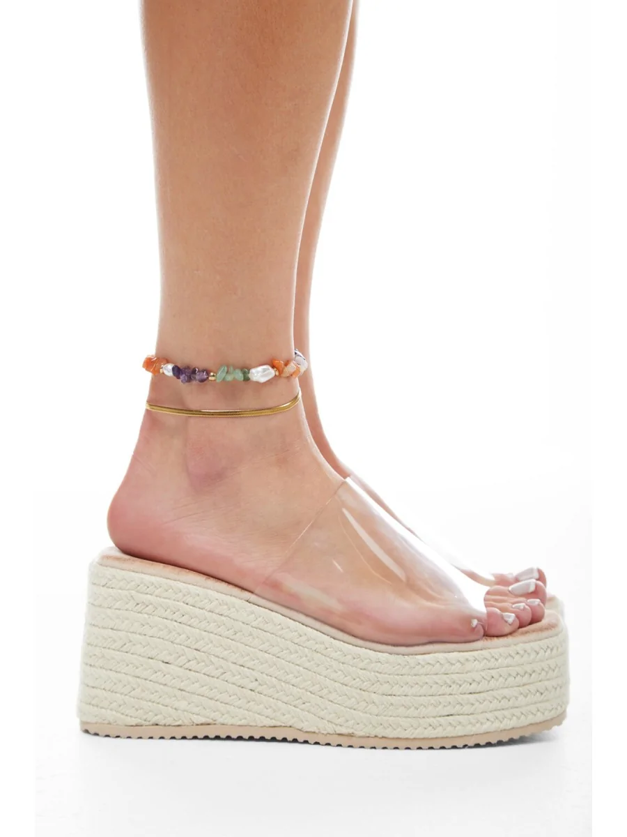 Sandalias de Esparto Transparente con Cuña Frattoli Beige