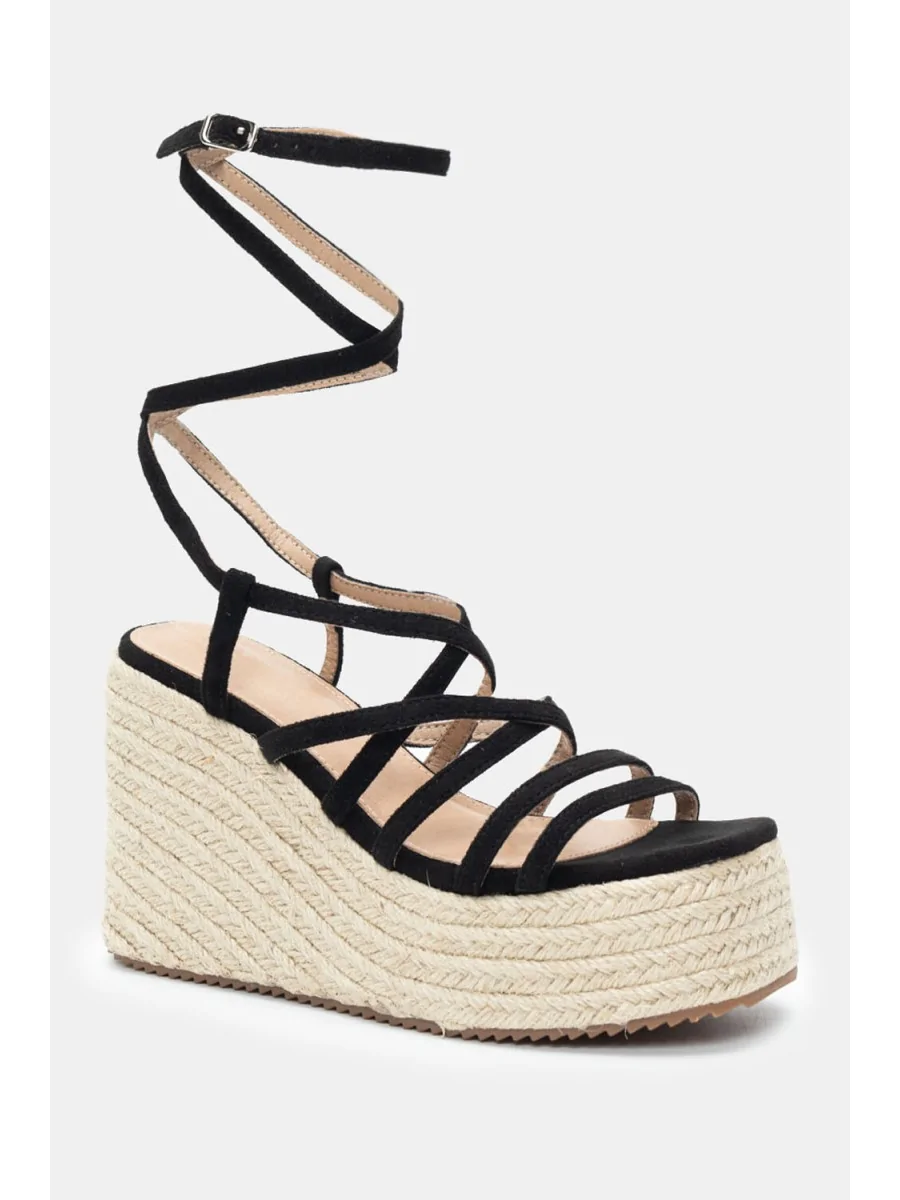 Sandalias con Tiras y Atadas a la Pierna Casina Noir