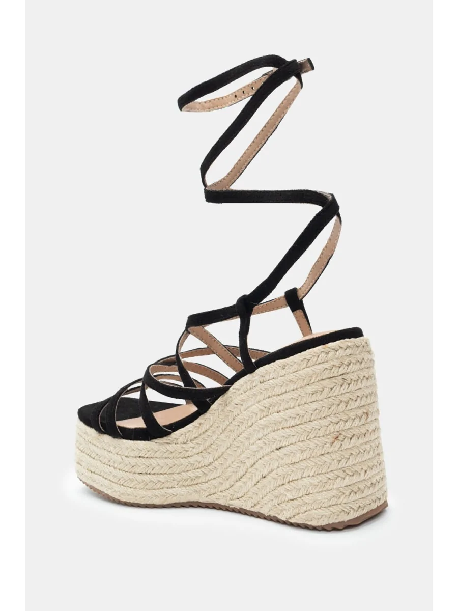 Sandalias con Tiras y Atadas a la Pierna Casina Noir