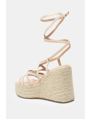 Sandalias con Tiras y Atadas a la Pierna Casina Beige