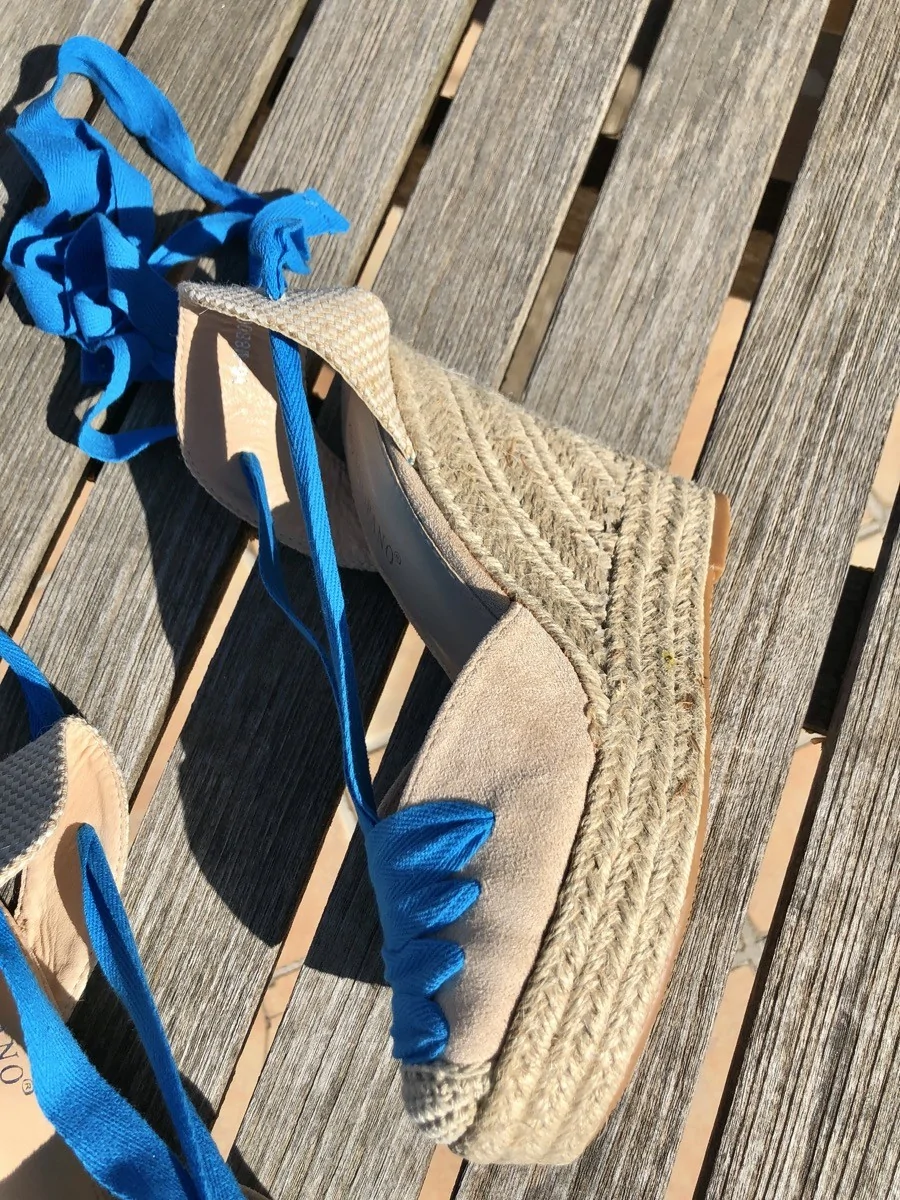 Sandalias con Cuña altas Galatina Maxi Beige/Blue