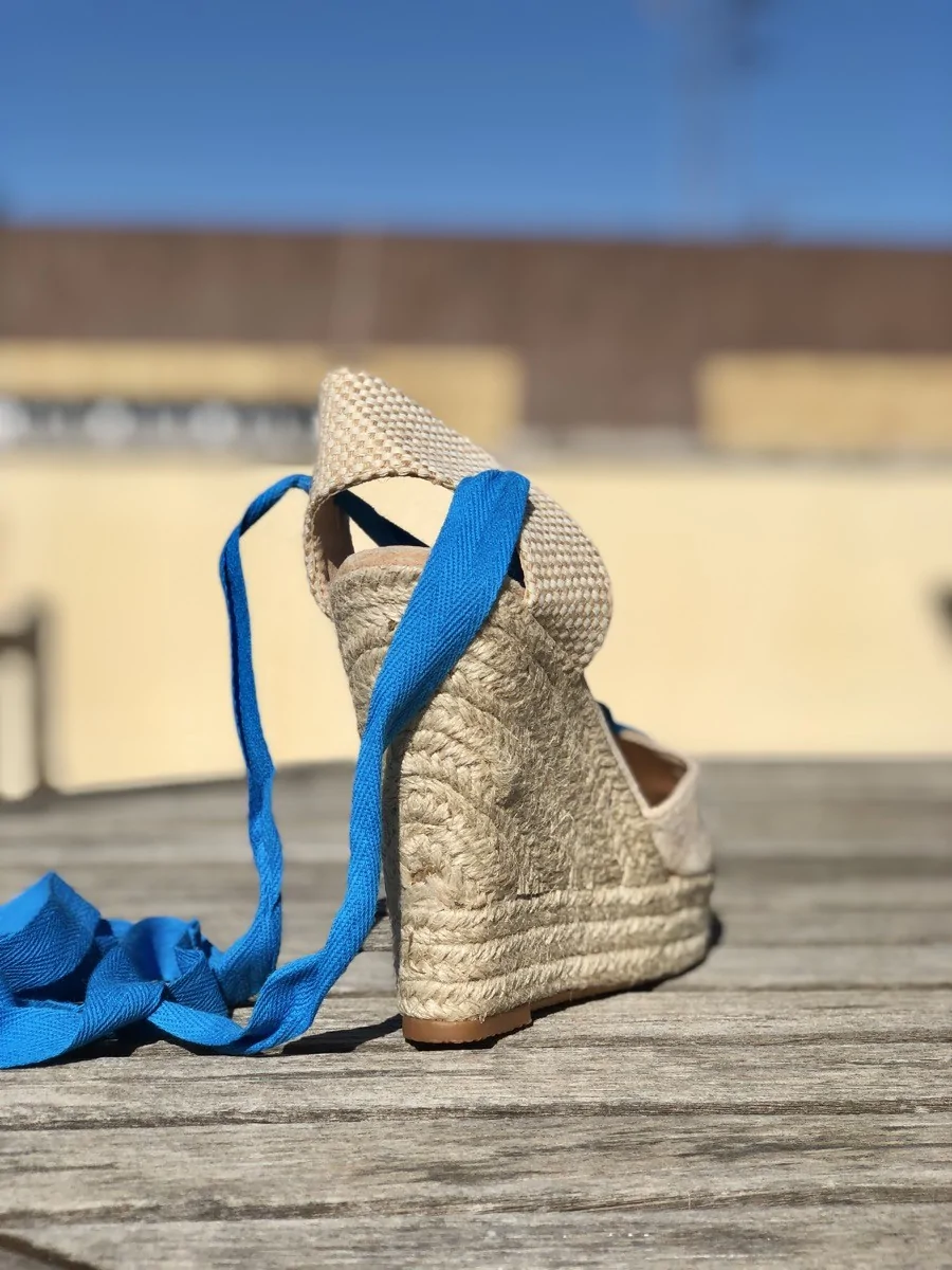 Sandalias con Cuña altas Galatina Maxi Beige/Blue