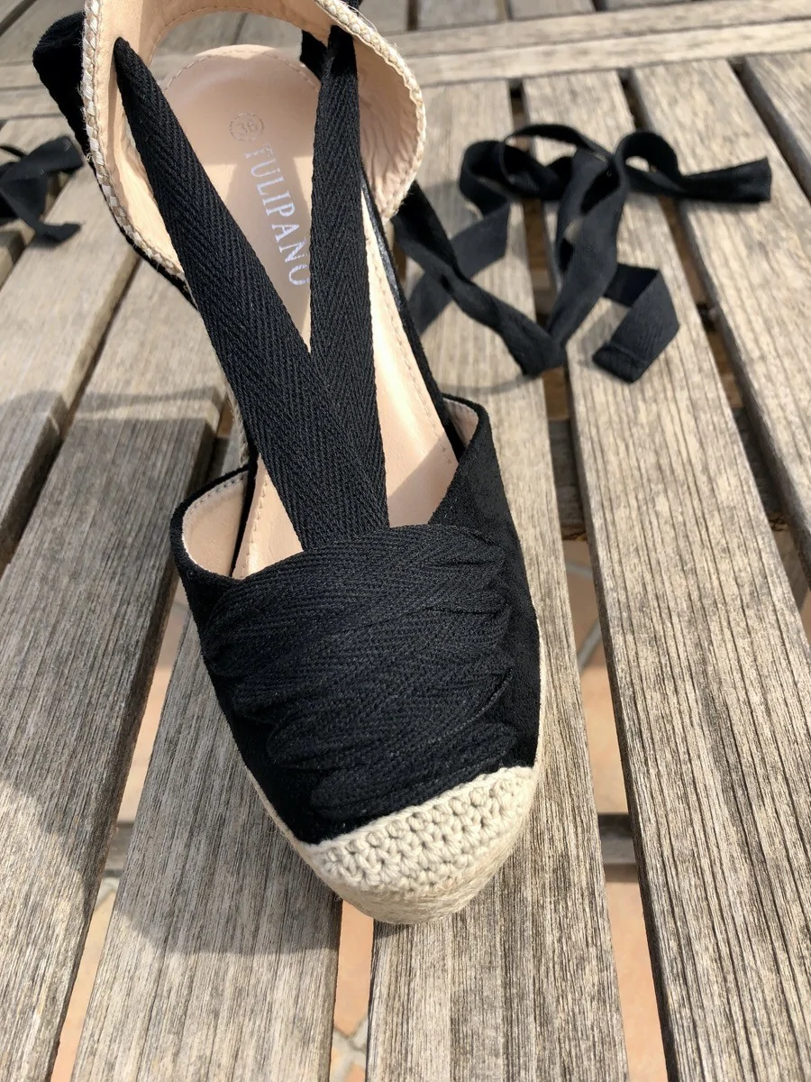 Sandalias con Cuña Galatina Maxi Noir
