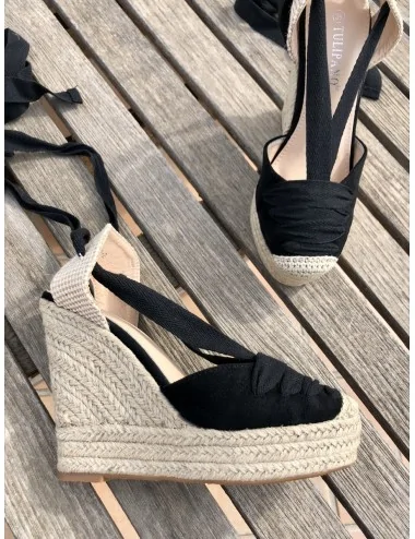 Sandalias con Cuña Galatina Maxi Noir