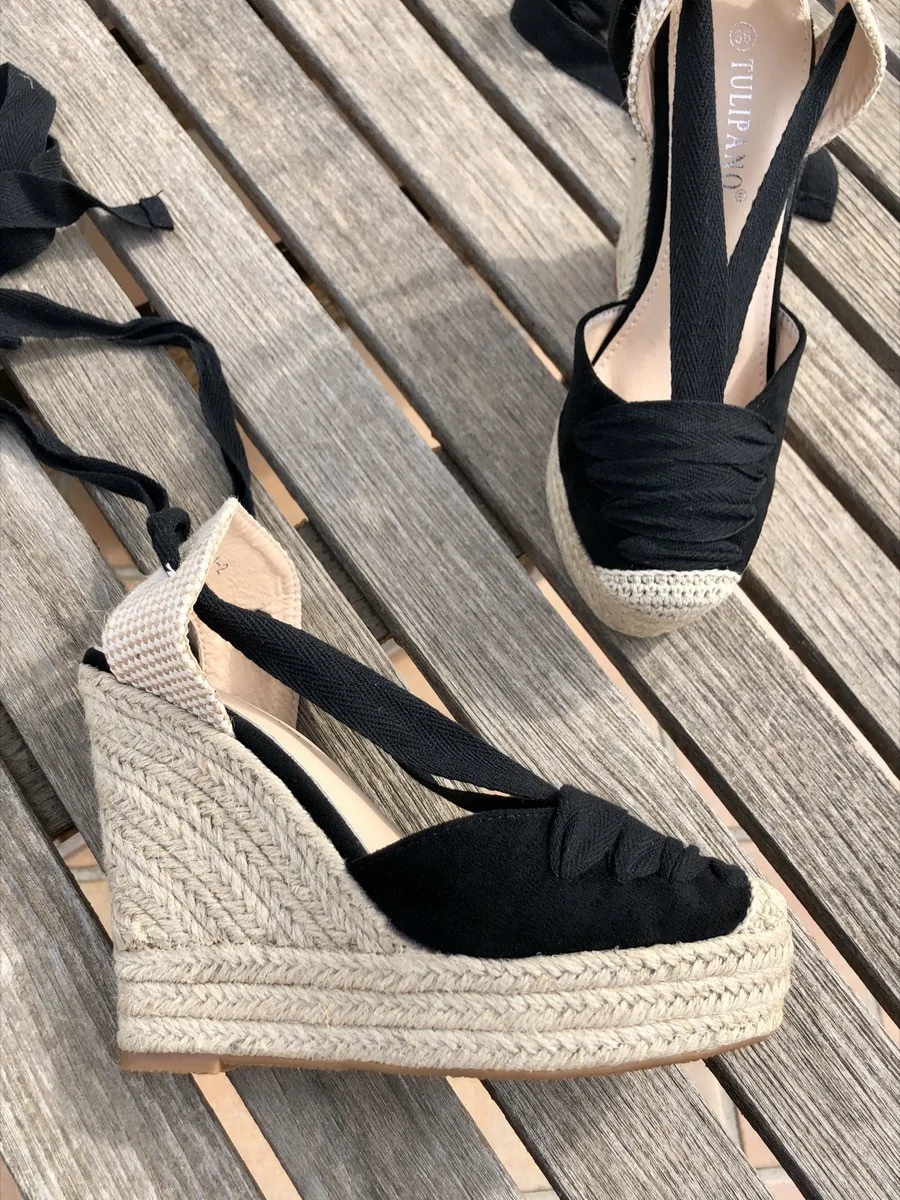 Sandalias con Cuña Galatina Maxi Noir