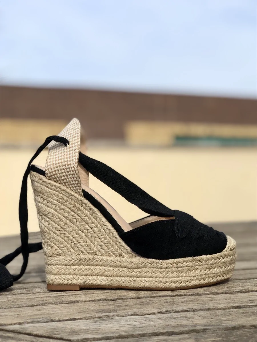 Sandalias con Cuña Galatina Maxi Noir