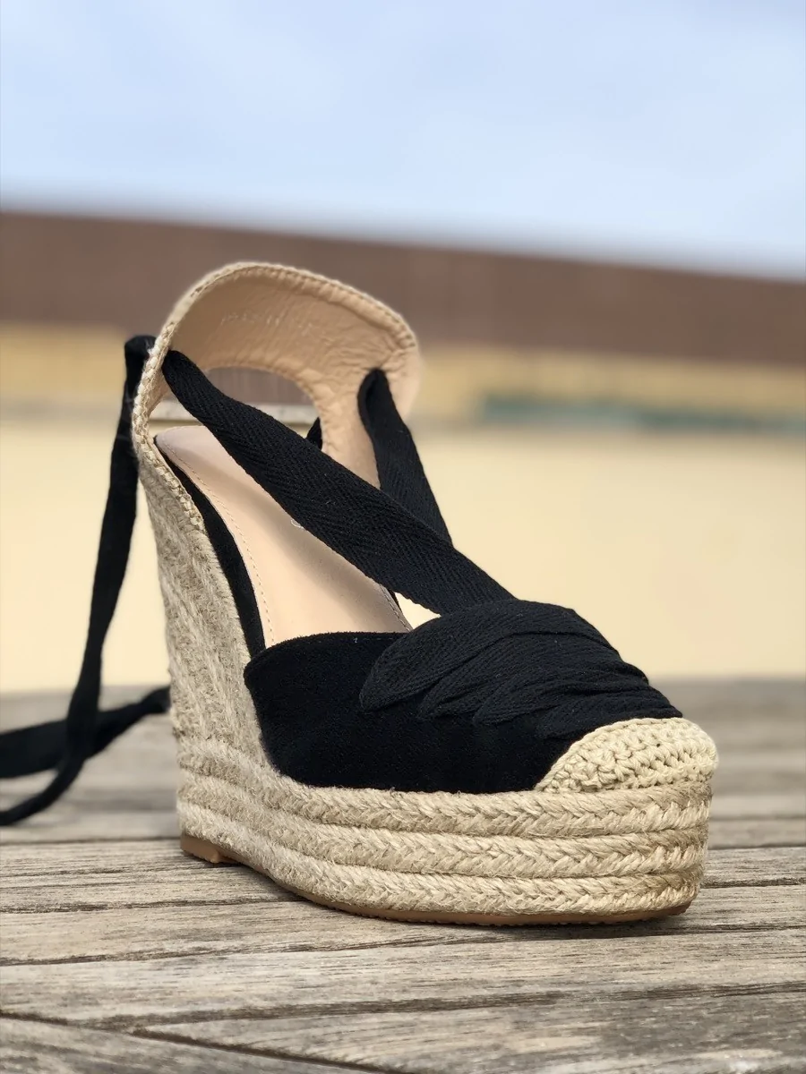 Sandalias con Cuña Galatina Maxi Noir