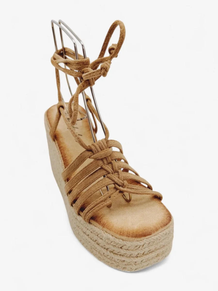 Sandalias con Tiras Atadas a la Pierna Nora Khaki