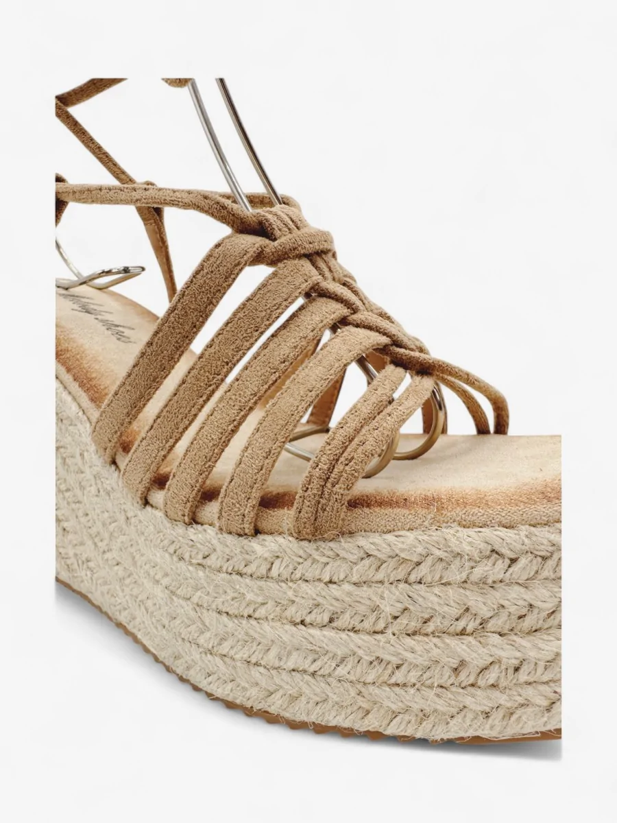 Sandalias con Tiras Atadas a la Pierna Nora Khaki