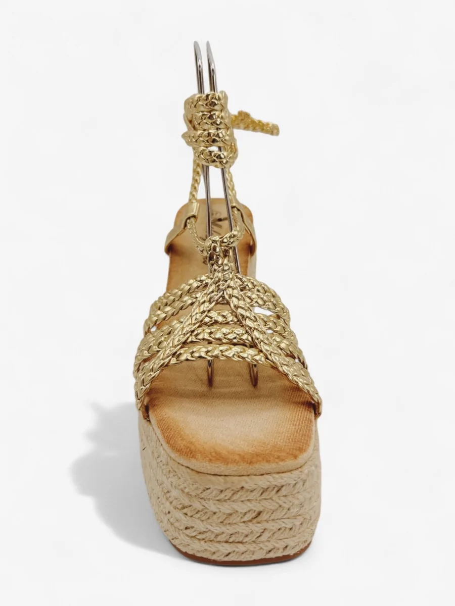 Sandalias con Cuña y Tiras Trenzadas Ales Gold