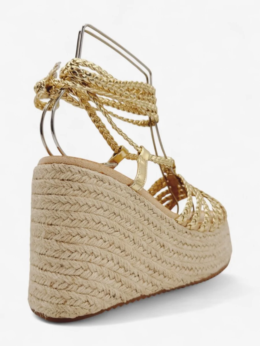 Sandalias con Cuña y Tiras Trenzadas Ales Gold