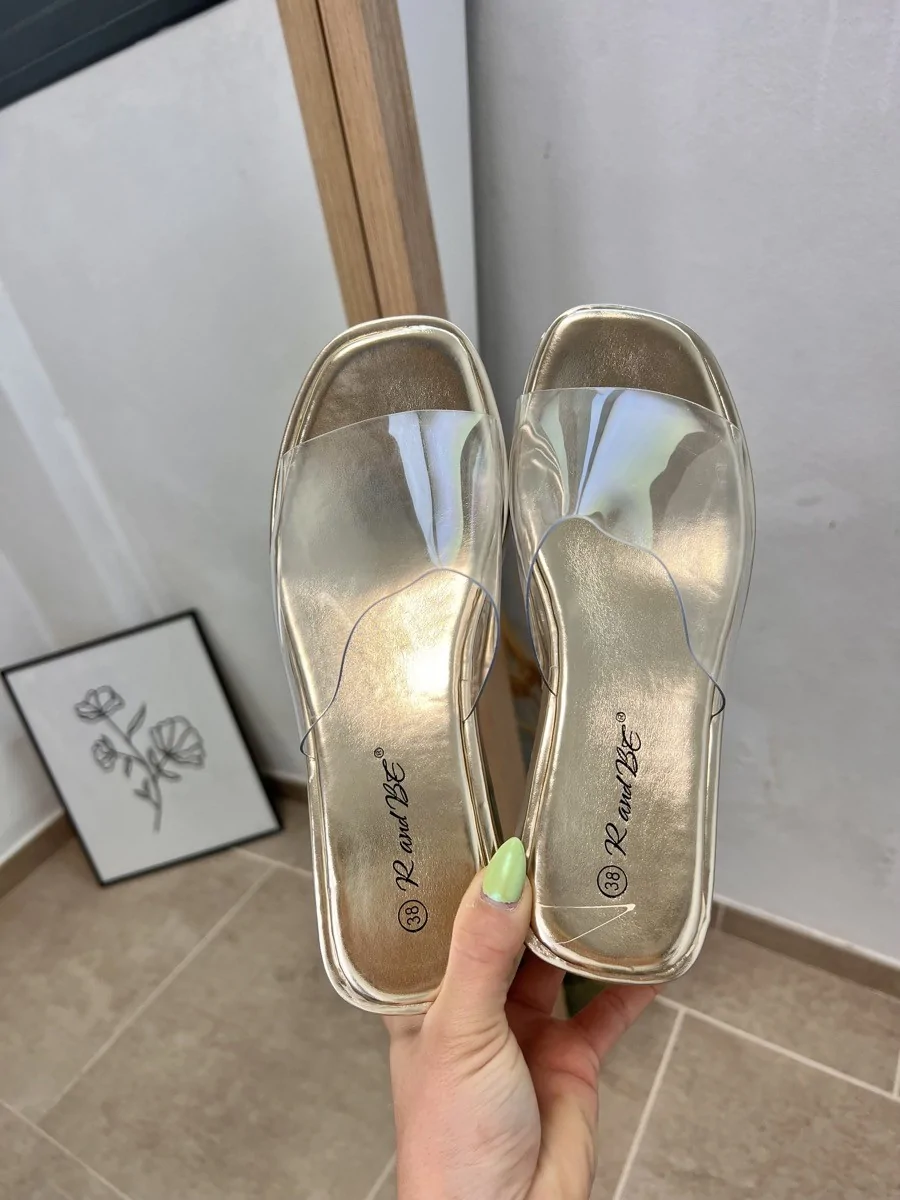 Sandalias con Plataforma Transparente Lioni Gold