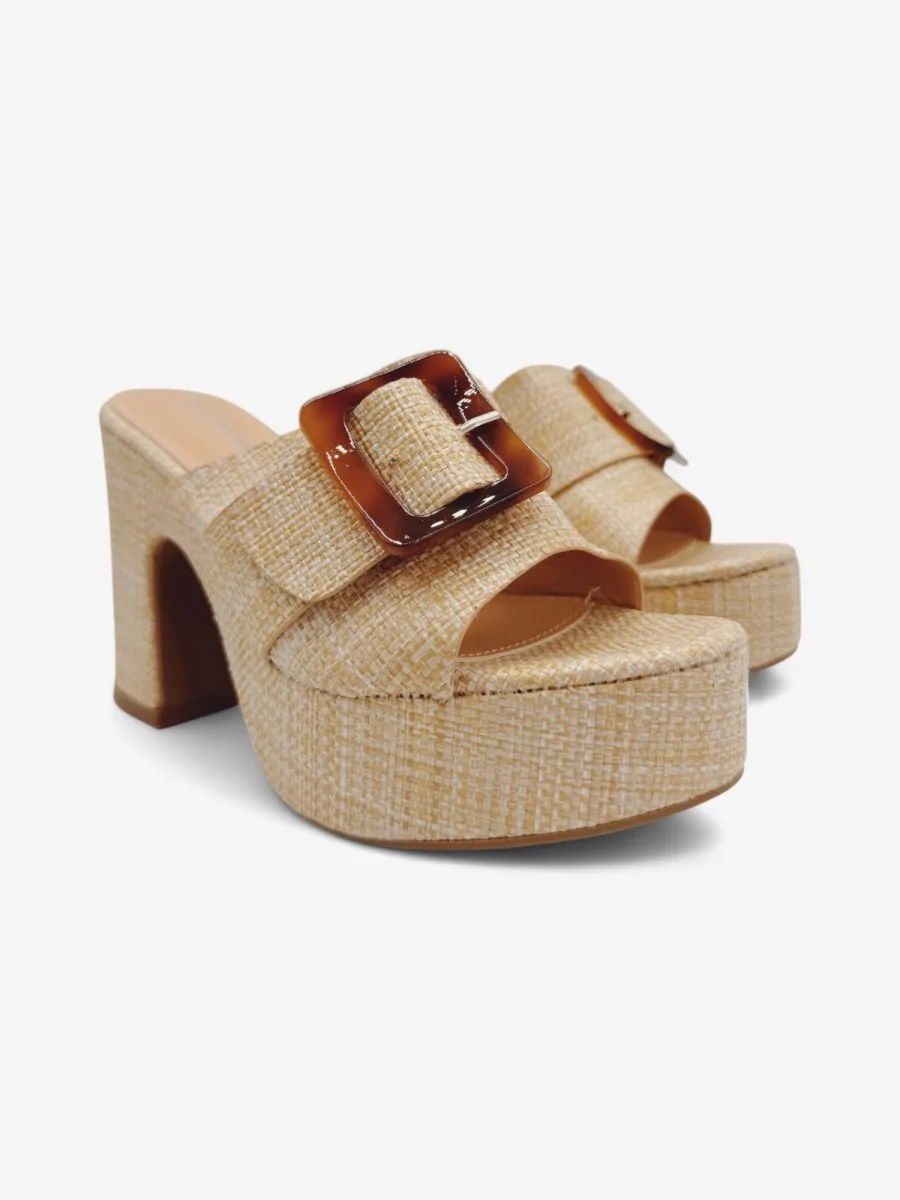 Sandalias con Tacón Alto Pula  Beige
