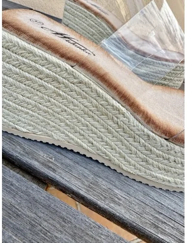 Cuñas de Tiras Transparentes con Plataforma Paris Beige