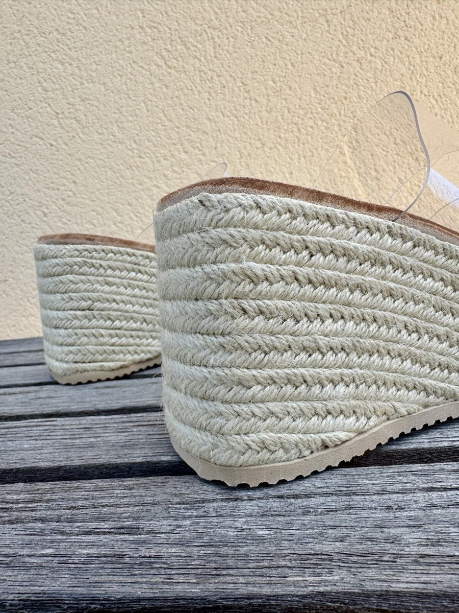 Cuñas de Tiras Transparentes con Plataforma Paris Beige