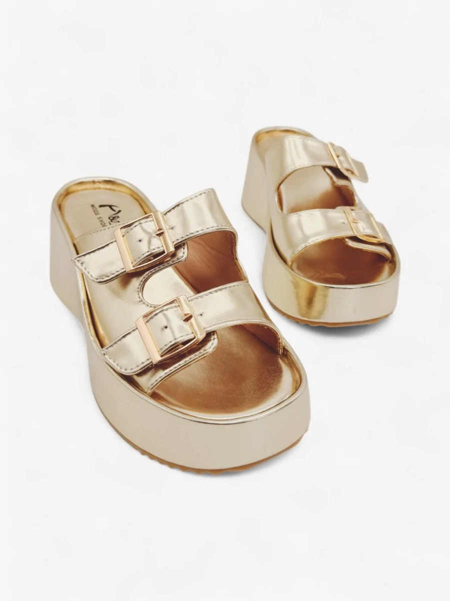 Sandalias Con Plataforma y Hebilla Vicari Gold