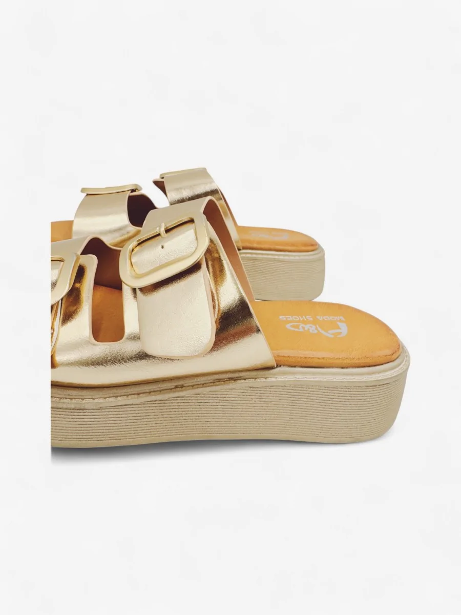 Sandalias con Plataforma y Hebillas Doradas Prizzi Gold