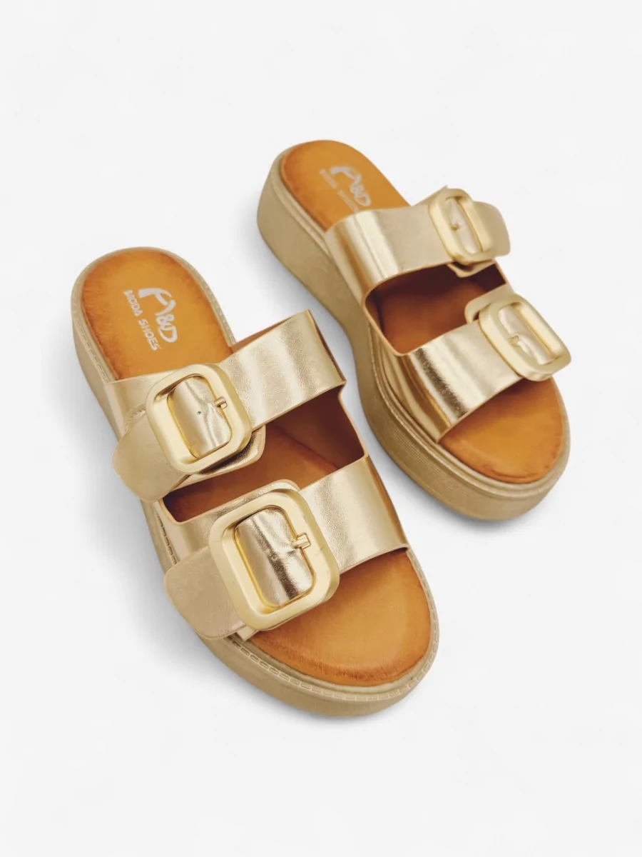 Sandalias con Plataforma y Hebillas Doradas Prizzi Gold