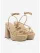 Sandalia Tacón Plataforma Yute Dozza Gold