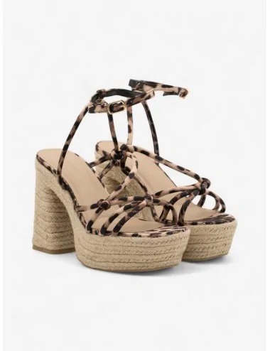 Sandalia Tacón Plataforma Yute Dozza Animal Print