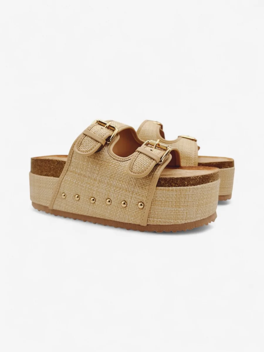 Sandalias con Plataforma y Detalles Dorados Valmir Beige