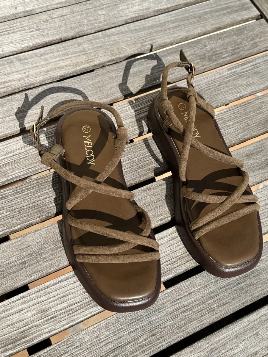 Sandalias planas con plataforma Terme Khaki