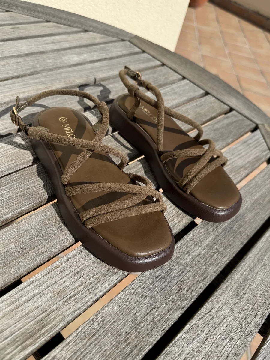 Sandalias planas con plataforma Terme Khaki