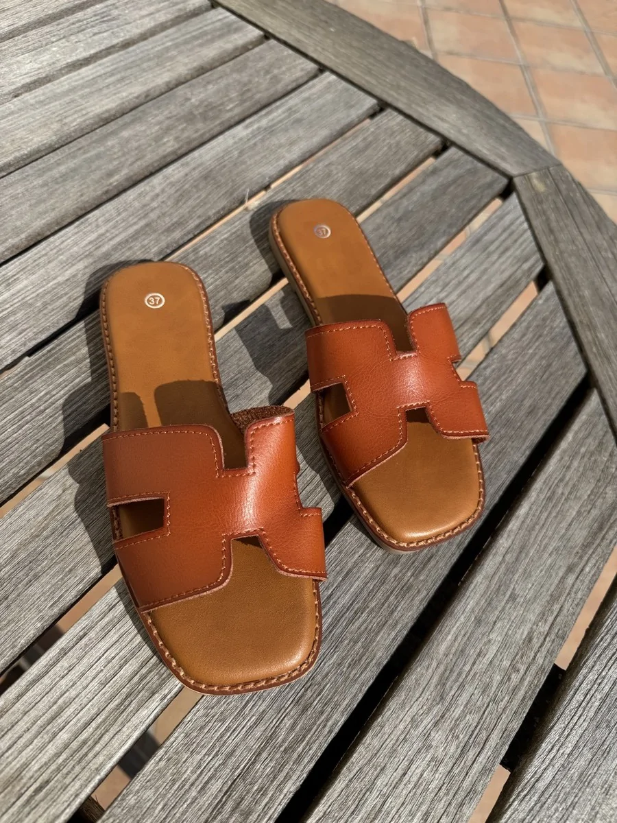 Sandalias Planas Pala Ache Camel