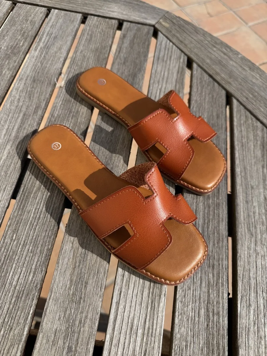 Sandalias Planas Pala Ache Camel