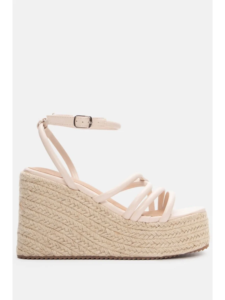 Sandalias con Tiras y Pulsera Masone Beige